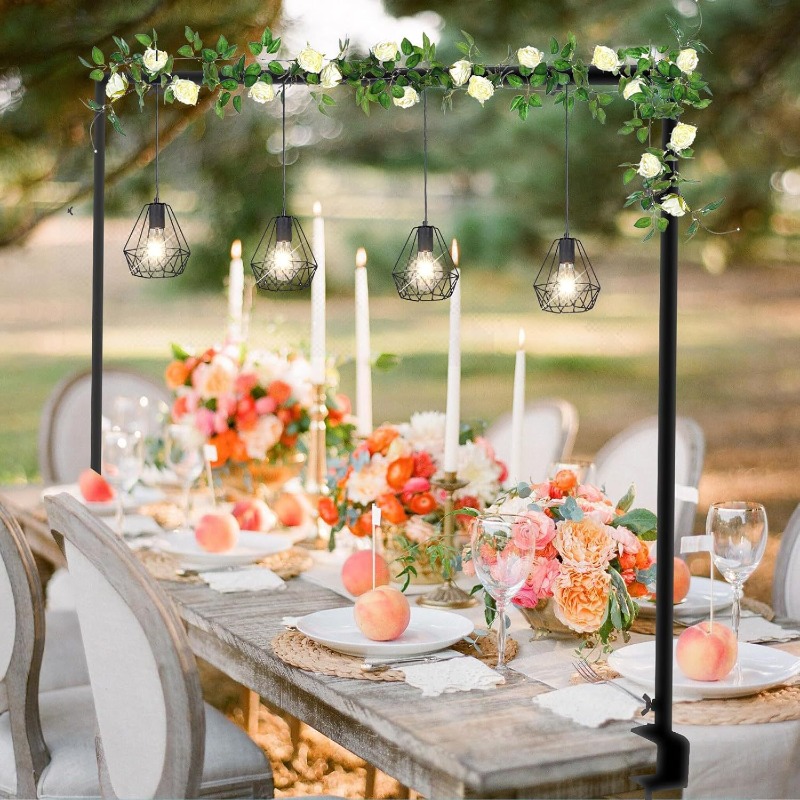 Wedding Balloon Arch - Bingkai Lengkung Meja yang Elegan, Tiang