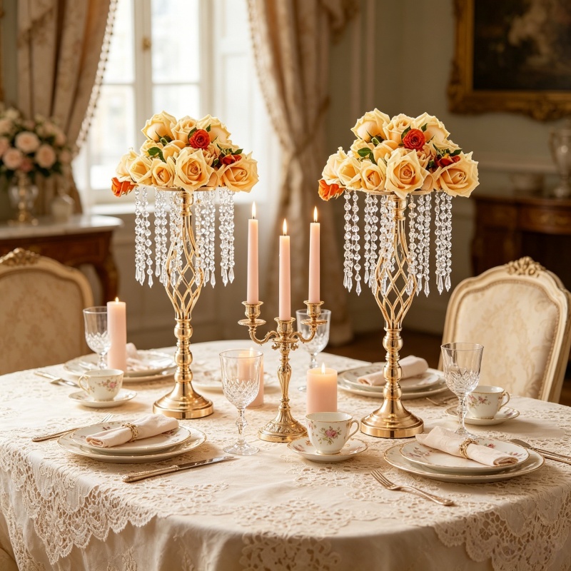Vas Bunga Kristal Emas Tinggi  - Flower Girl Basket ulasan dan harga