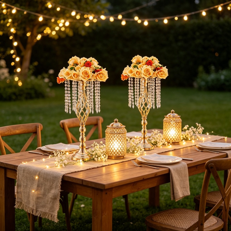 Vas Bunga Kristal Emas Tinggi  - Flower Girl Basket ulasan dan harga