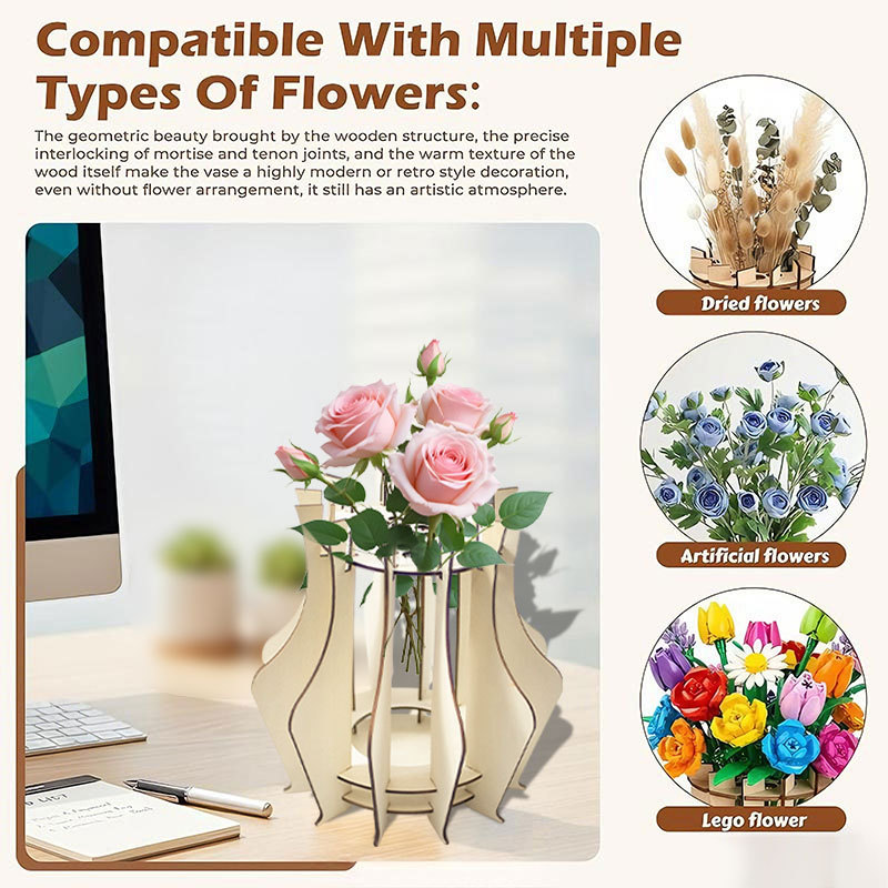 Vas Puzzle Kayu untuk Karangan - Flower Girl Basket ulasan dan harga