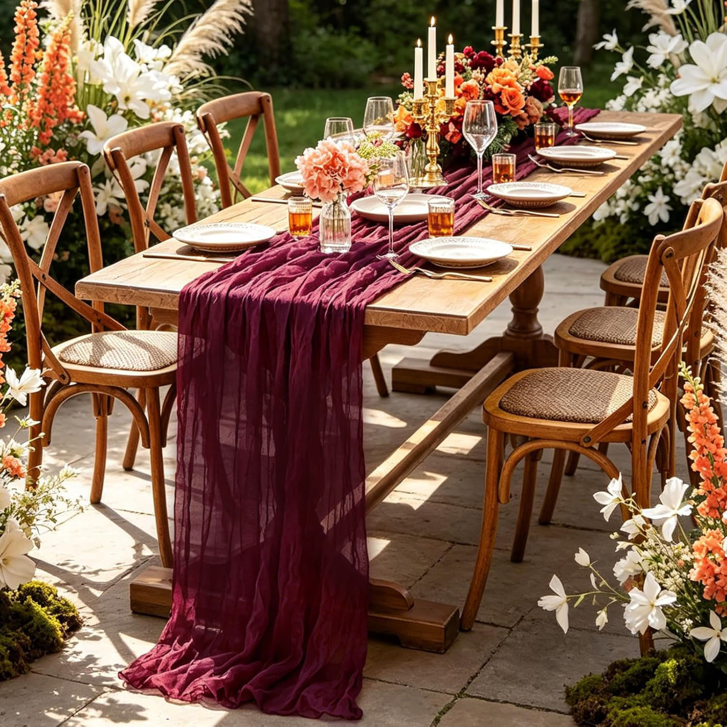 10Pcs Taplak Meja Kain Kasa De - Wedding Ceremony Supply ulasan dan harga