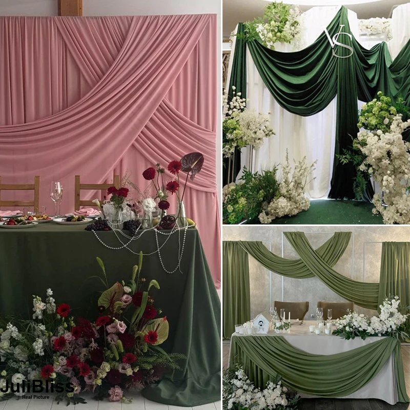 Kain Rajut Warna Hijau Alpukat - Wedding Backdrop Curtain ulasan dan harga